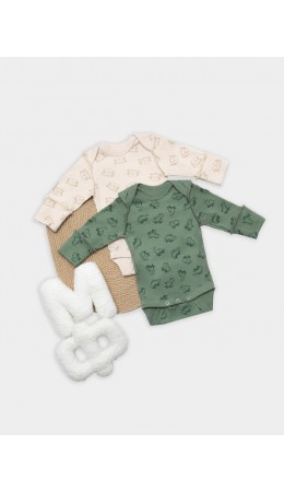 Боди тигрята на пудре +динозавры на зеленом