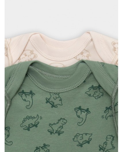 Боди тигрята на пудре +динозавры на зеленом