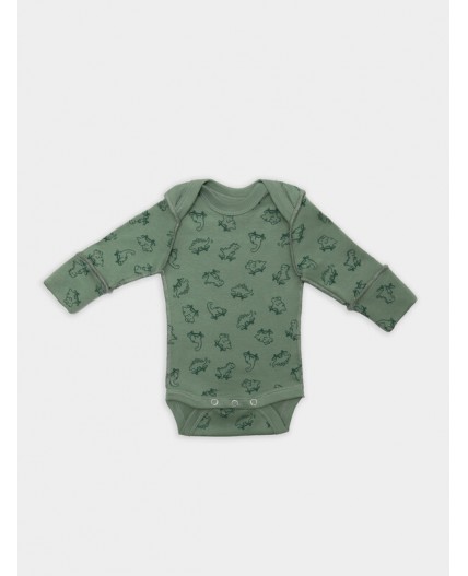 Боди тигрята на пудре +динозавры на зеленом