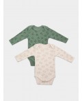 Боди тигрята на пудре +динозавры на зеленом