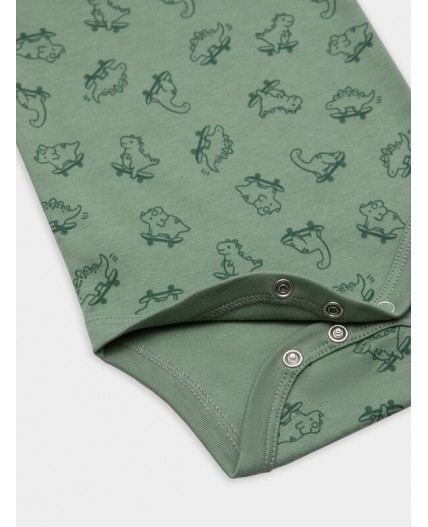 Боди тигрята на пудре +динозавры на зеленом