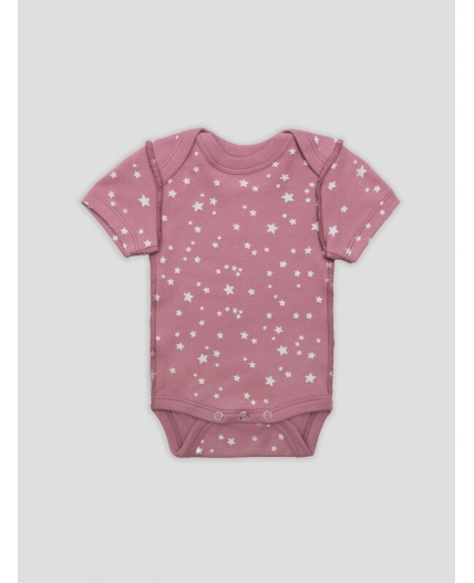 Боди белый +космос на белом +звезды на кристальной розе