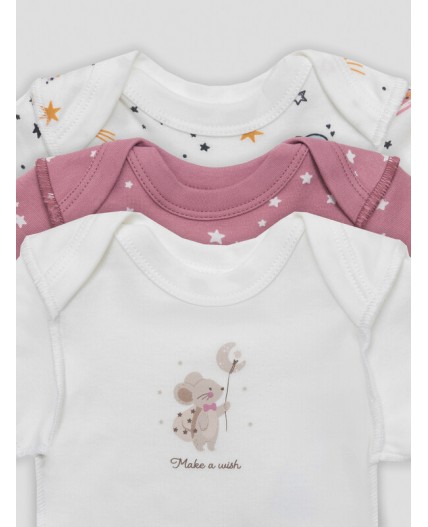 Боди белый +космос на белом +звезды на кристальной розе