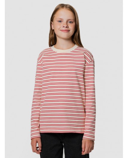 Лонгслив красно -молочная полоска