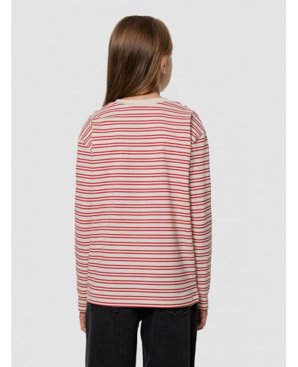 Лонгслив красно -молочная полоска