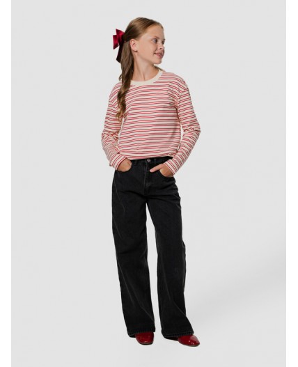Лонгслив красно -молочная полоска