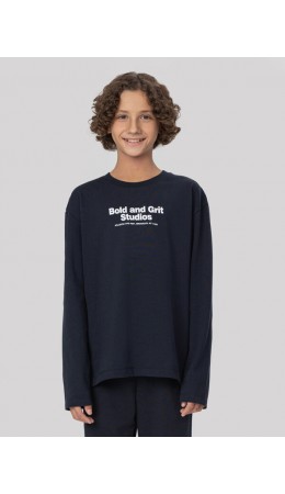 Лонгслив неви +печать