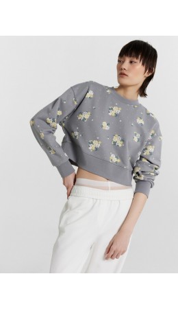 Свитшот цветы на сером