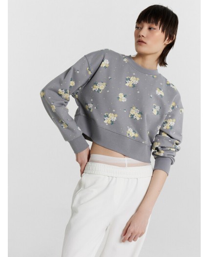 Свитшот цветы на сером