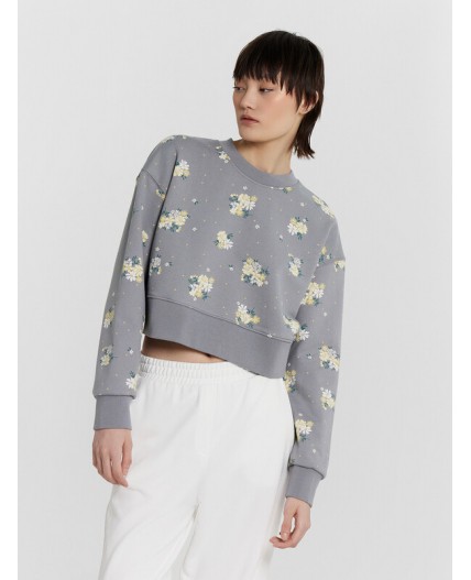Свитшот цветы на сером