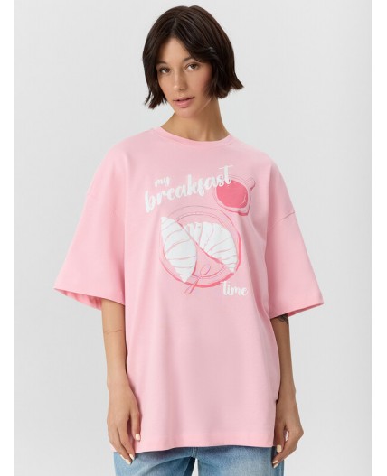 Футболка розовый +печать