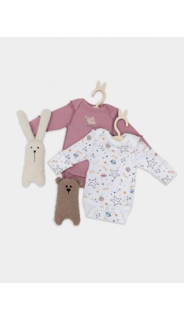 Боди космос на белом +кристальная роза