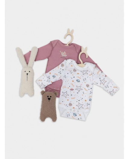 Боди космос на белом +кристальная роза