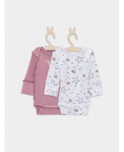 Боди космос на белом +кристальная роза