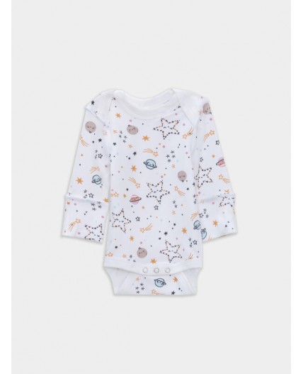 Боди космос на белом +кристальная роза