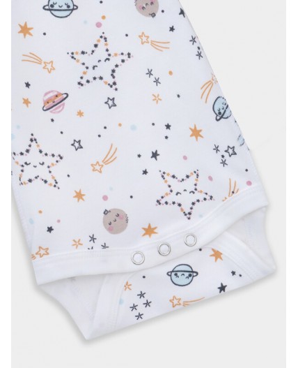 Боди космос на белом +кристальная роза