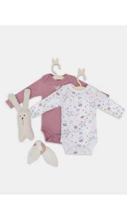 Боди космос на белом +кристальная роза