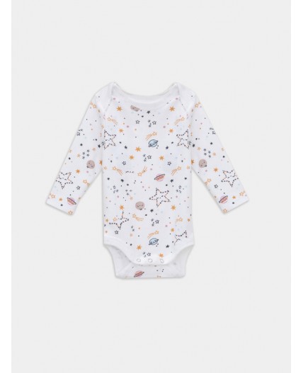 Боди космос на белом +кристальная роза