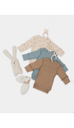 Боди тигрята на пудре +песочный +сланец