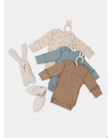 Боди тигрята на пудре +песочный +сланец