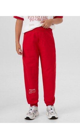 Брюки алый +печать