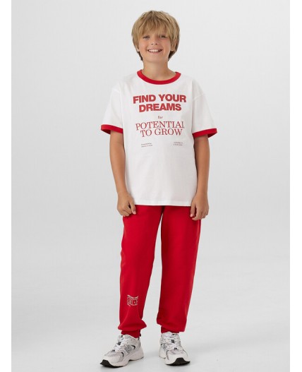 Брюки алый +печать