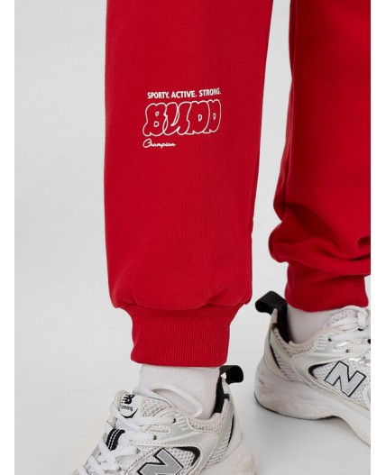 Брюки алый +печать