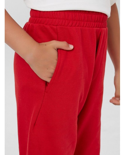 Брюки алый +печать