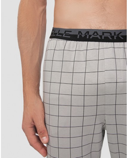 Брюки черная клетка на сером