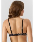 Бюстгальтер розово -бежевые цветы на черном