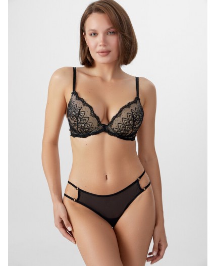Бюстгальтер бежевый +черный