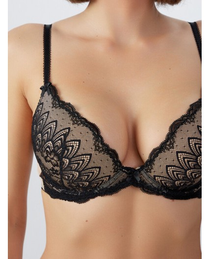 Бюстгальтер бежевый +черный