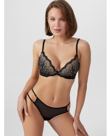 Бюстгальтер бежевый +черный