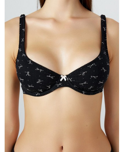 Бюстгальтер бантики на черном