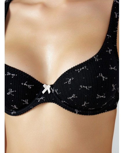 Бюстгальтер бантики на черном