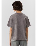Футболка серый acid wash +печать