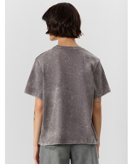Футболка серый acid wash +печать