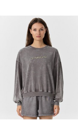 Свитшот серый acid wash +печать