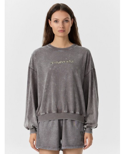 Свитшот серый acid wash +печать