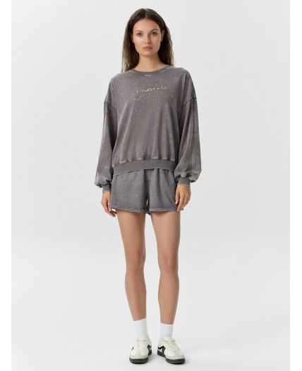 Свитшот серый acid wash +печать