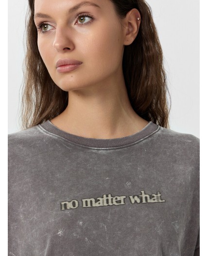 Свитшот серый acid wash +печать