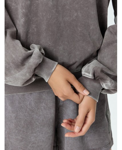 Свитшот серый acid wash +печать