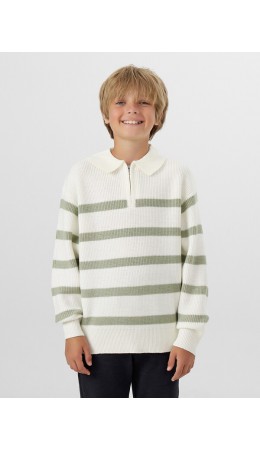 Джемпер зеленые полоски на молочном