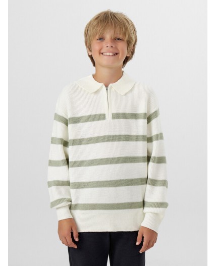 Джемпер зеленые полоски на молочном