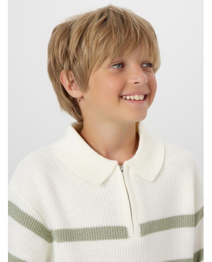 Джемпер зеленые полоски на молочном