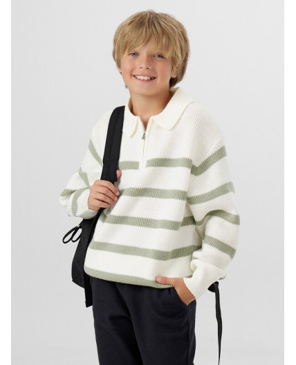 Джемпер зеленые полоски на молочном