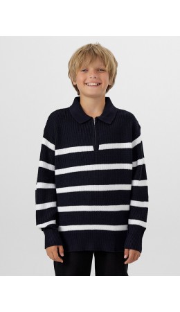 Джемпер белые полоски на темно -синем