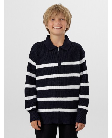 Джемпер белые полоски на темно -синем