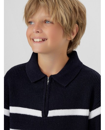 Джемпер белые полоски на темно -синем