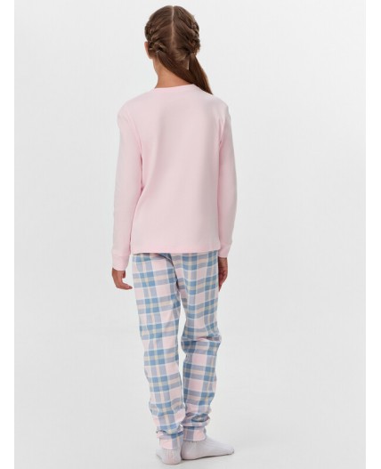 Комплект розовый +клетка голубой/розовый